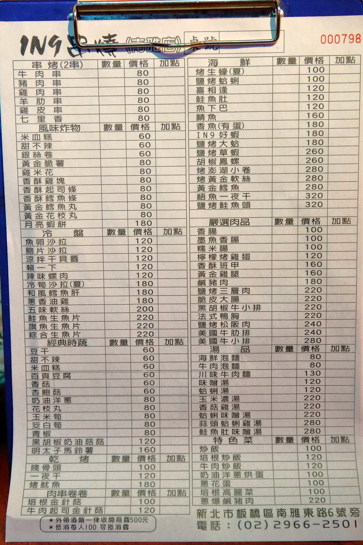 【食。板橋】IN9串燒barrr-南雅店～南雅夜市新開店。串燒啤酒吧平價又美味，激推店家！（已歇業）