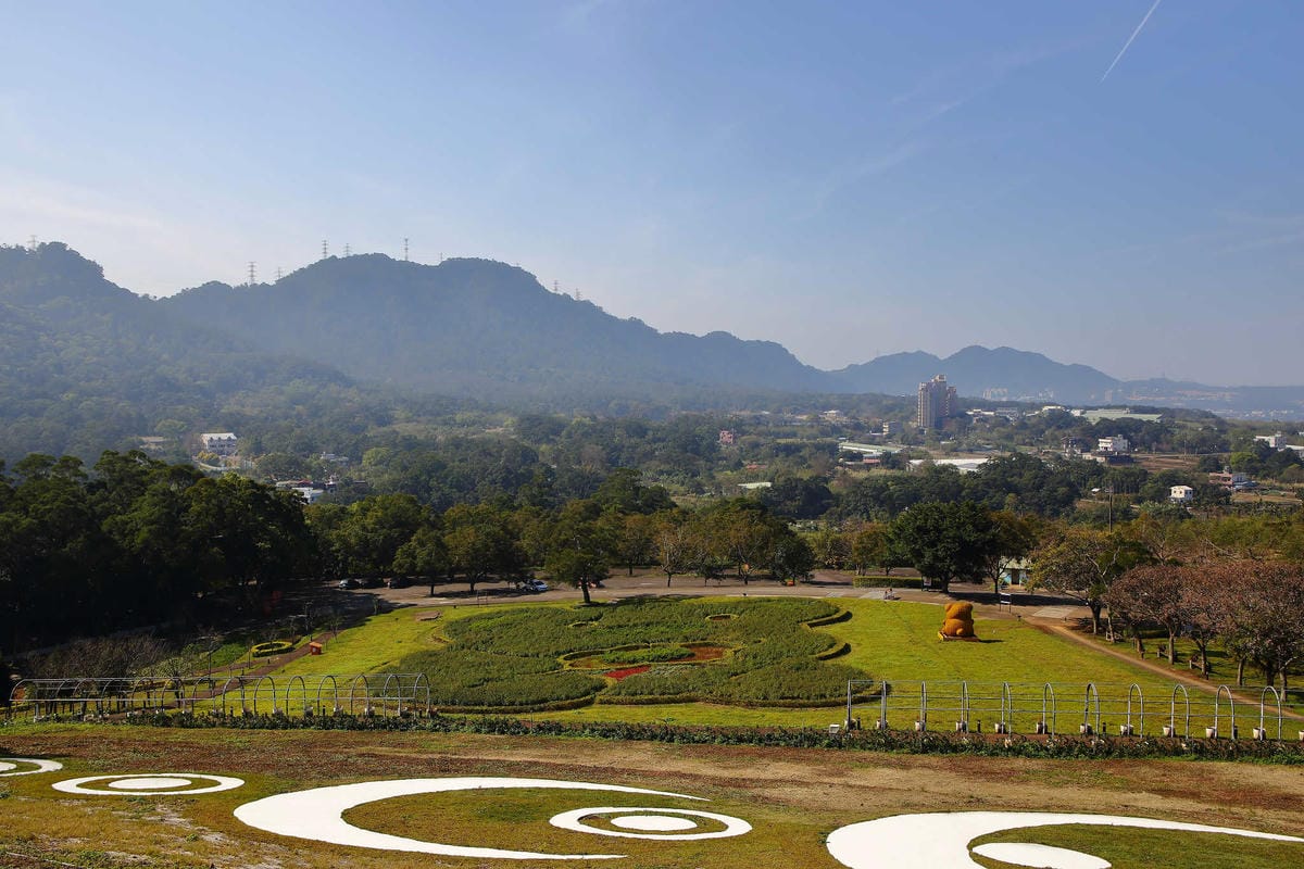 【遊。桃園】大溪花海農場〜打卡景點。復活節島的摩艾石像，帶毛小孩入花田賞花玩耍