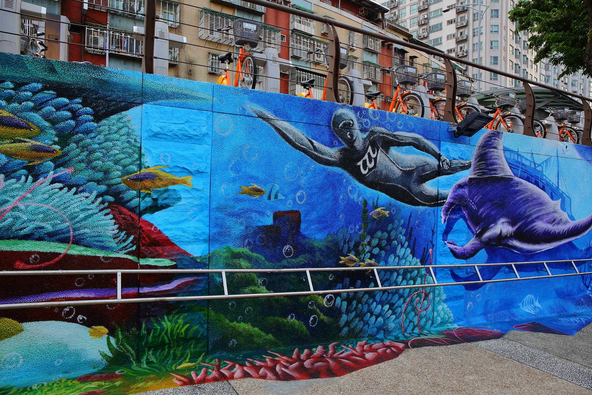 【遊。新莊】中港大排彩繪河廊親水公園〜台版清溪川!藝術彩繪打造浪漫水岸公園,散步看夕陽的好地方