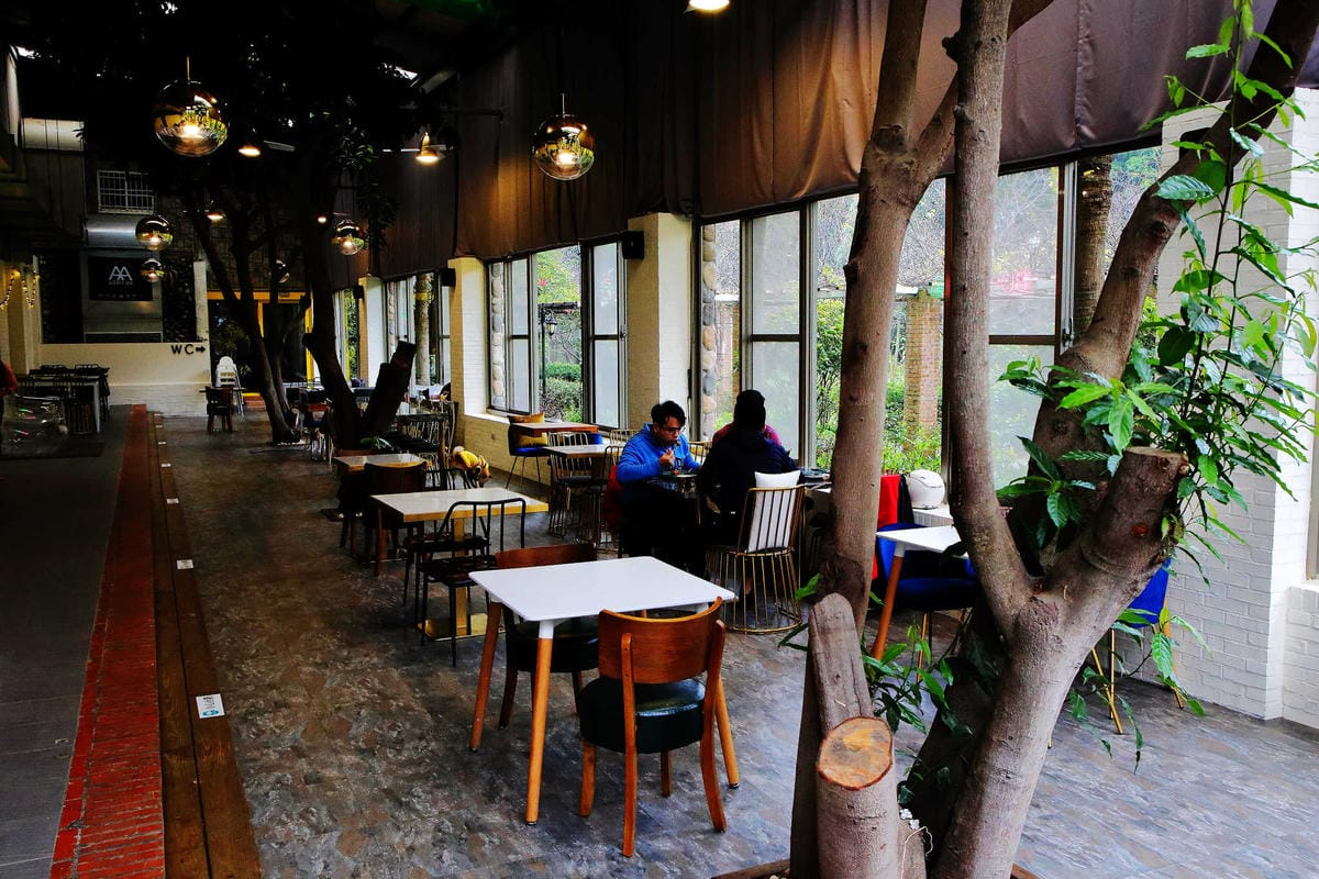 【食。龍潭】丑貳〜桃園景觀庭園親子餐廳。超大草皮玻璃屋×溜滑梯，綠色植栽讓你彷彿在小森林裡用餐！（寵物友善）