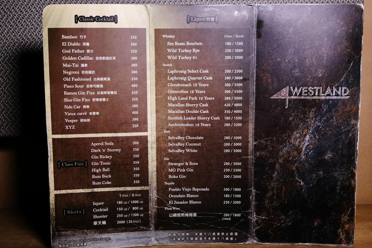 西門町酒吧推薦,Westland西門店,調酒師酒吧,經典調酒