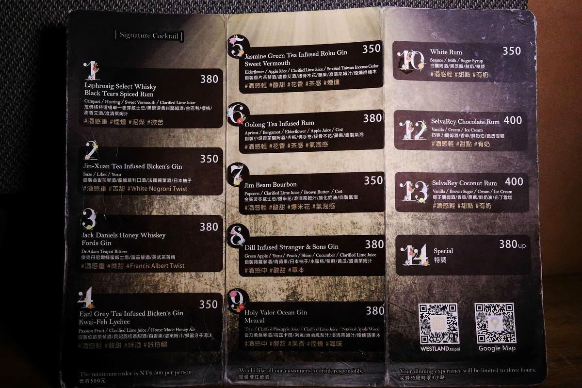 西門町酒吧推薦,Westland西門店,調酒師酒吧,經典調酒