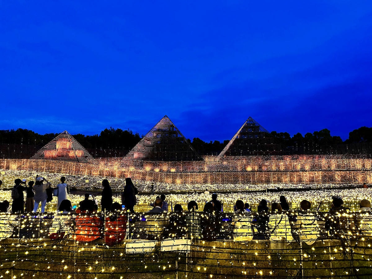 世界級美景,日本最大絢麗夢幻夜間燈光秀,結合花朵與燈飾的「名