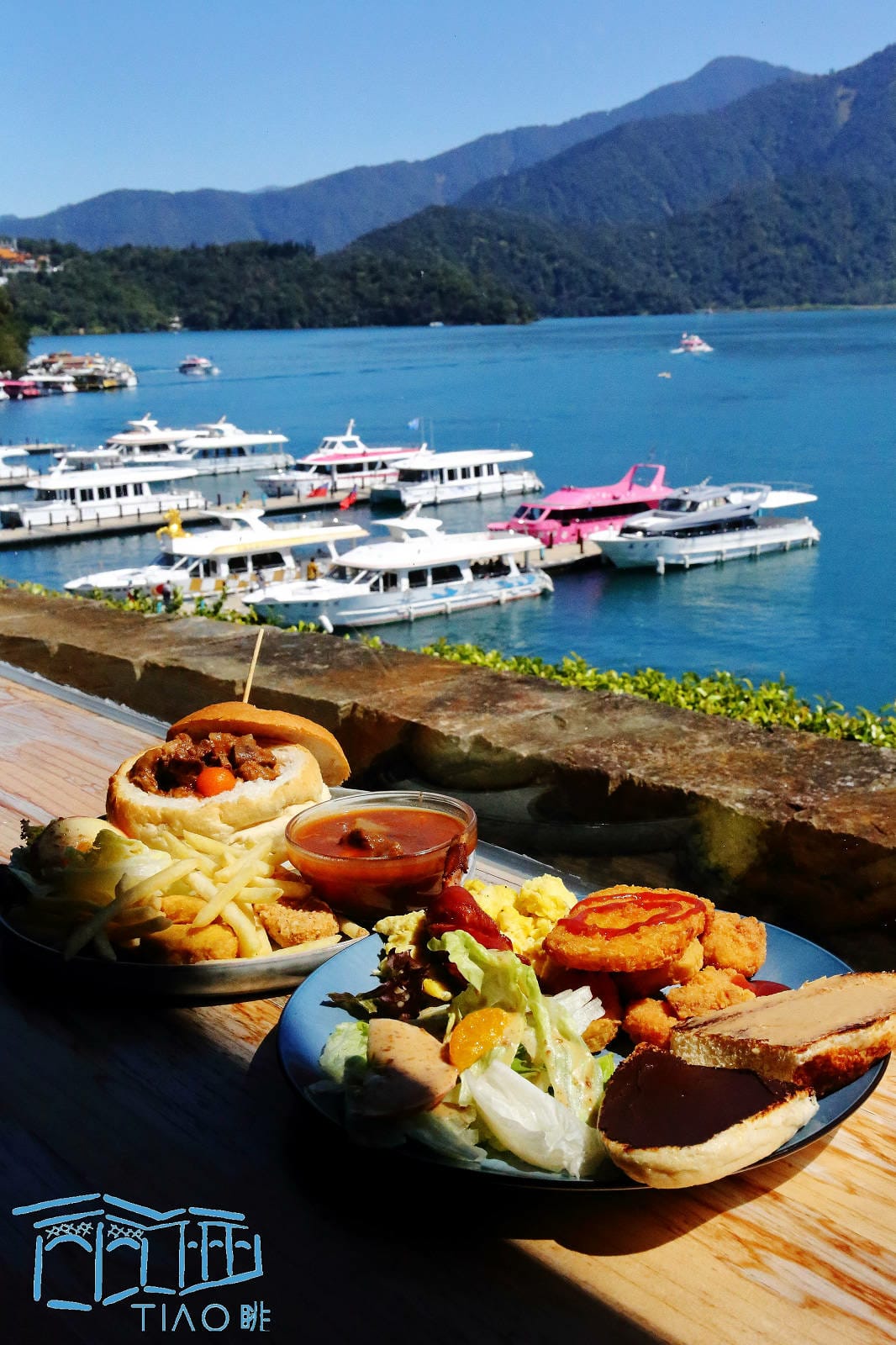 日月潭景觀餐廳推薦，眺Tiao，水社碼頭咖啡廳，270度湖景